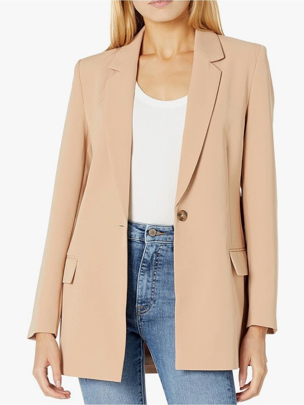 The Drop Blake Long Blazer in Tan, Sz Small